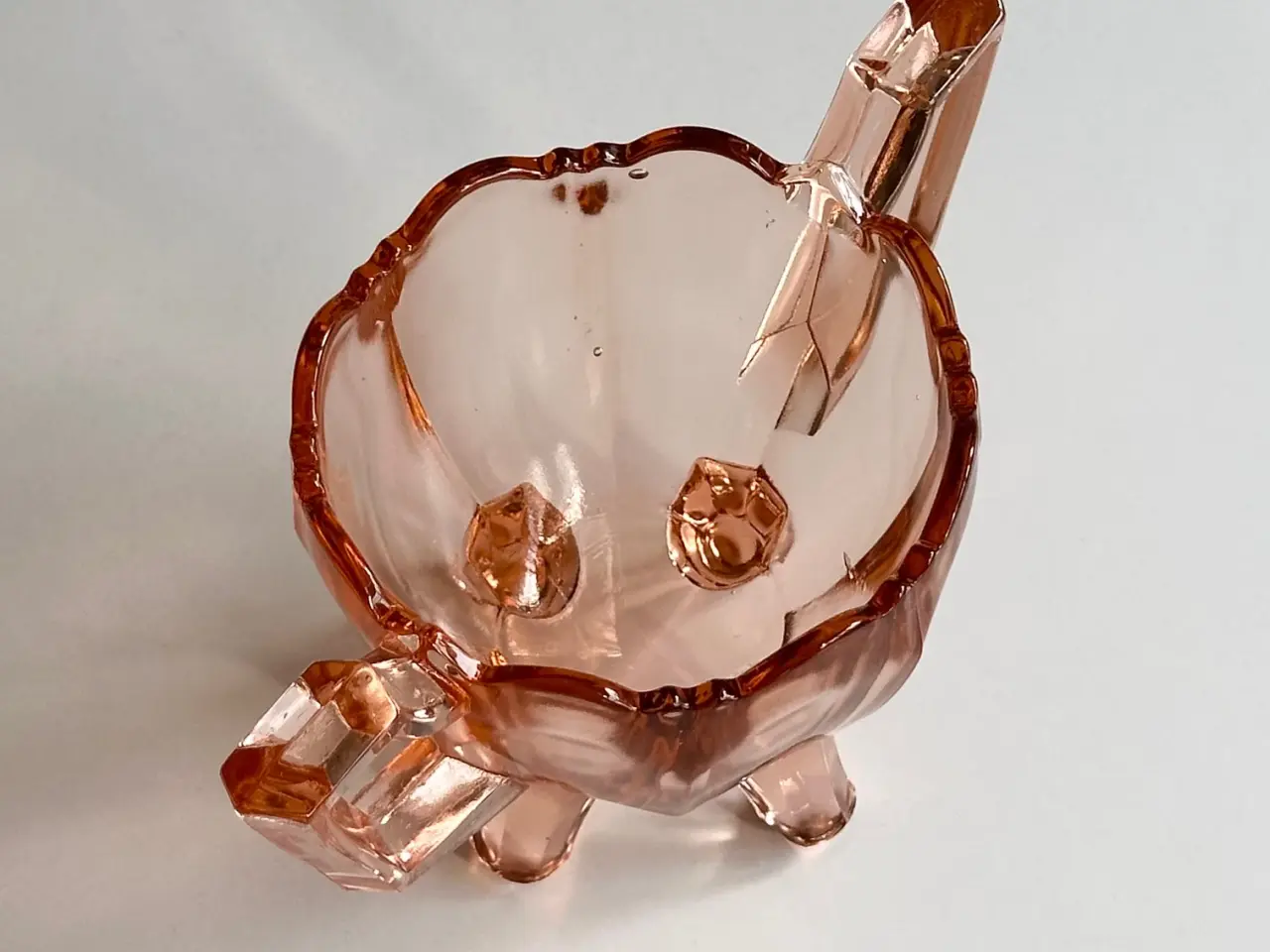 Billede 4 - Skål m hanke, rosa glas