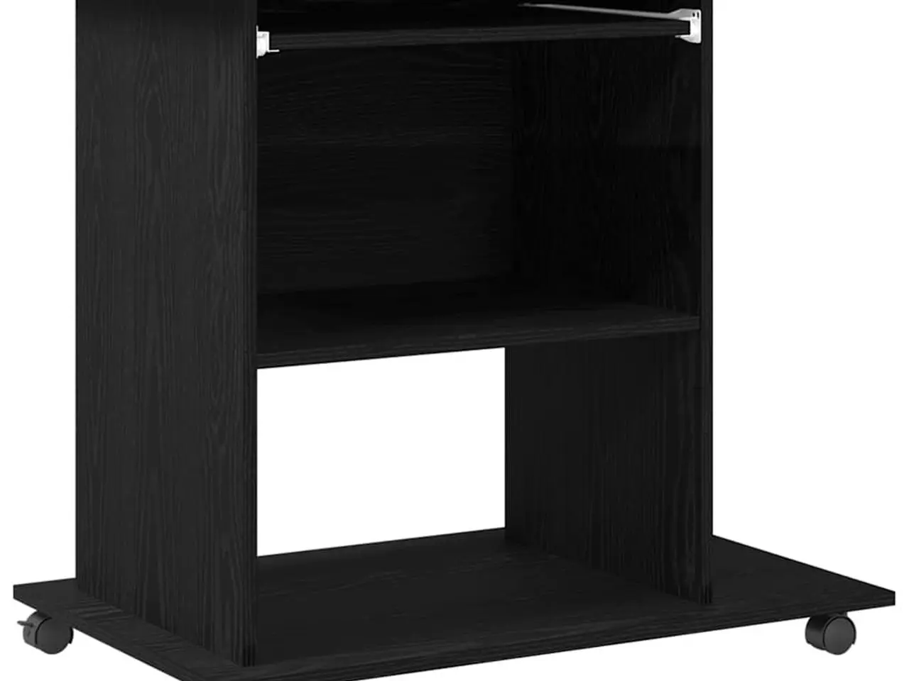 Billede 2 - Computerbord på hjul - sort egetræ, 80×50×75 cm, konstrueret træ
