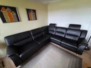 Himolla hjørnesofa, sort læder