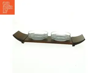 Palisander Serveringsbakke med glas skåle (str. 38 x 11,5 cm)