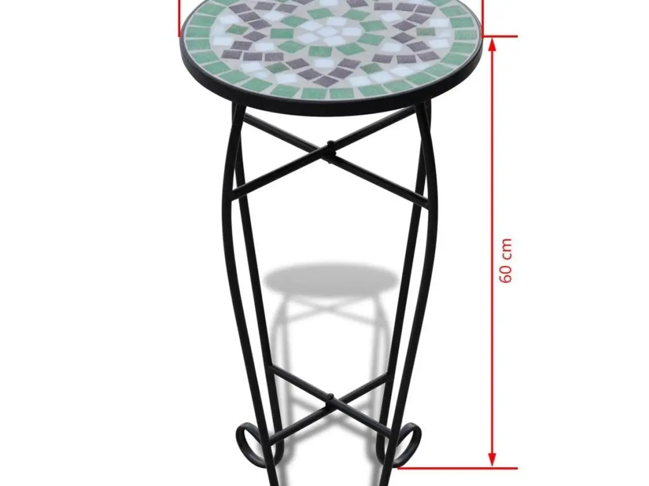 Billede 5 - Mosaik plantebord - grøn/hvid, Ø30 × H60 cm