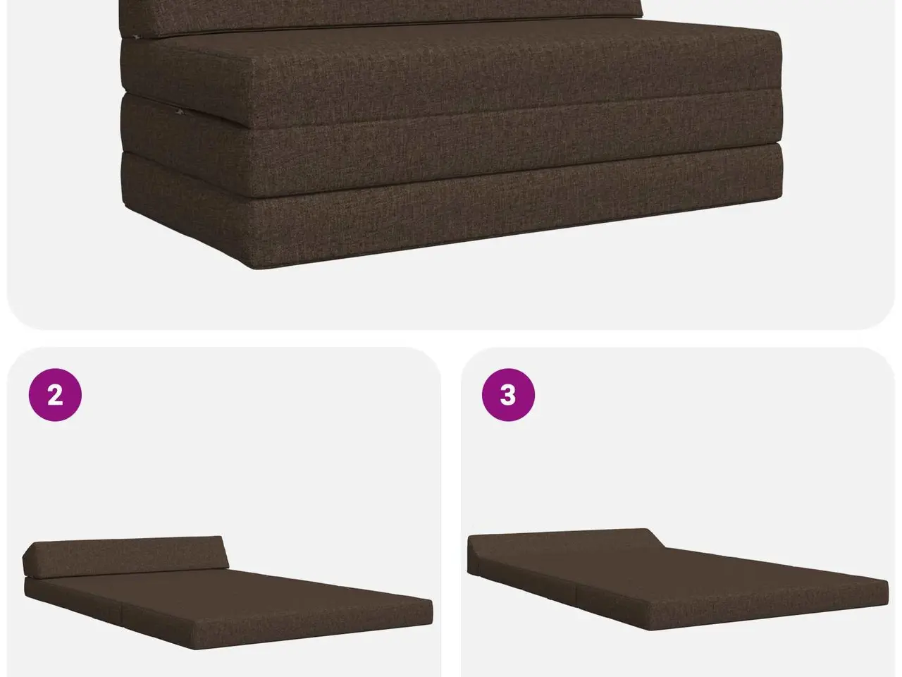 Billede 7 - Foldbar sovesofa i stof - gråbrun 120 × 60 × 49 cm