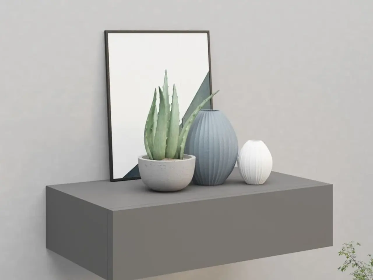 Billede 1 - Væghylde med skuffe 40x23,5x10 cm MDF grå
