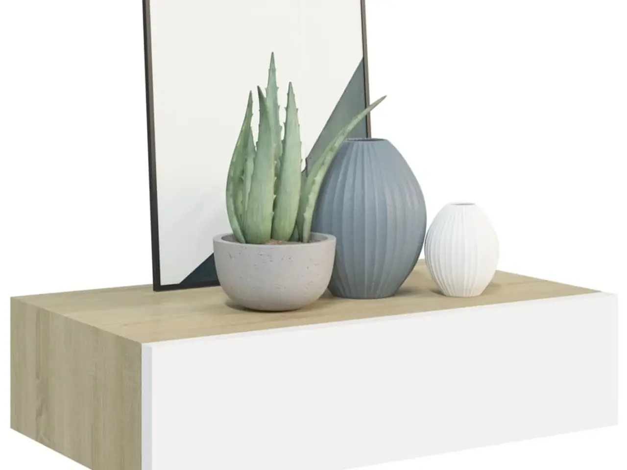 Billede 3 - Hylder med skuffe 2 stk. 40x23,5x10 cm MDF egetræsfarve og hvid