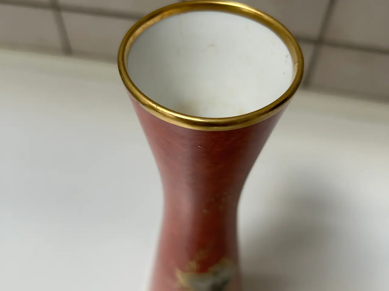 Billede 4 - Alka Kunst Vase i orange med guld