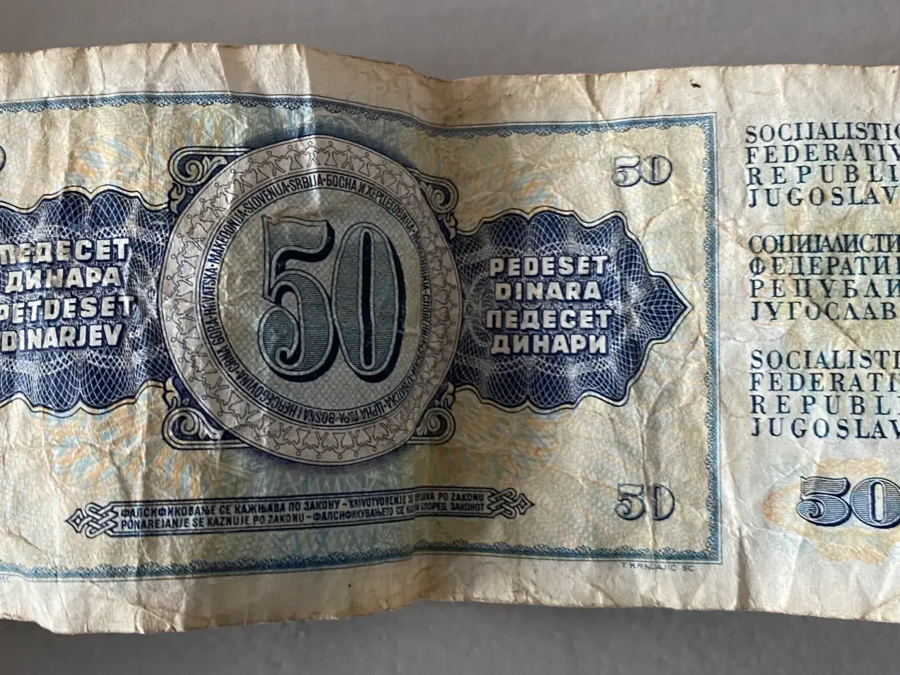 Billede 2 - 50-dinara-seddel fra Jugoslavien