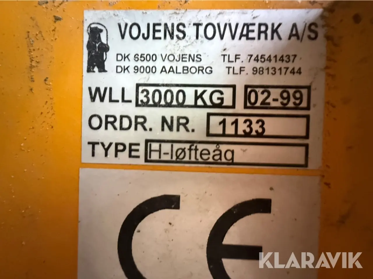 Billede 6 - H-løfteåg Vojens Tovværk 3000 kg