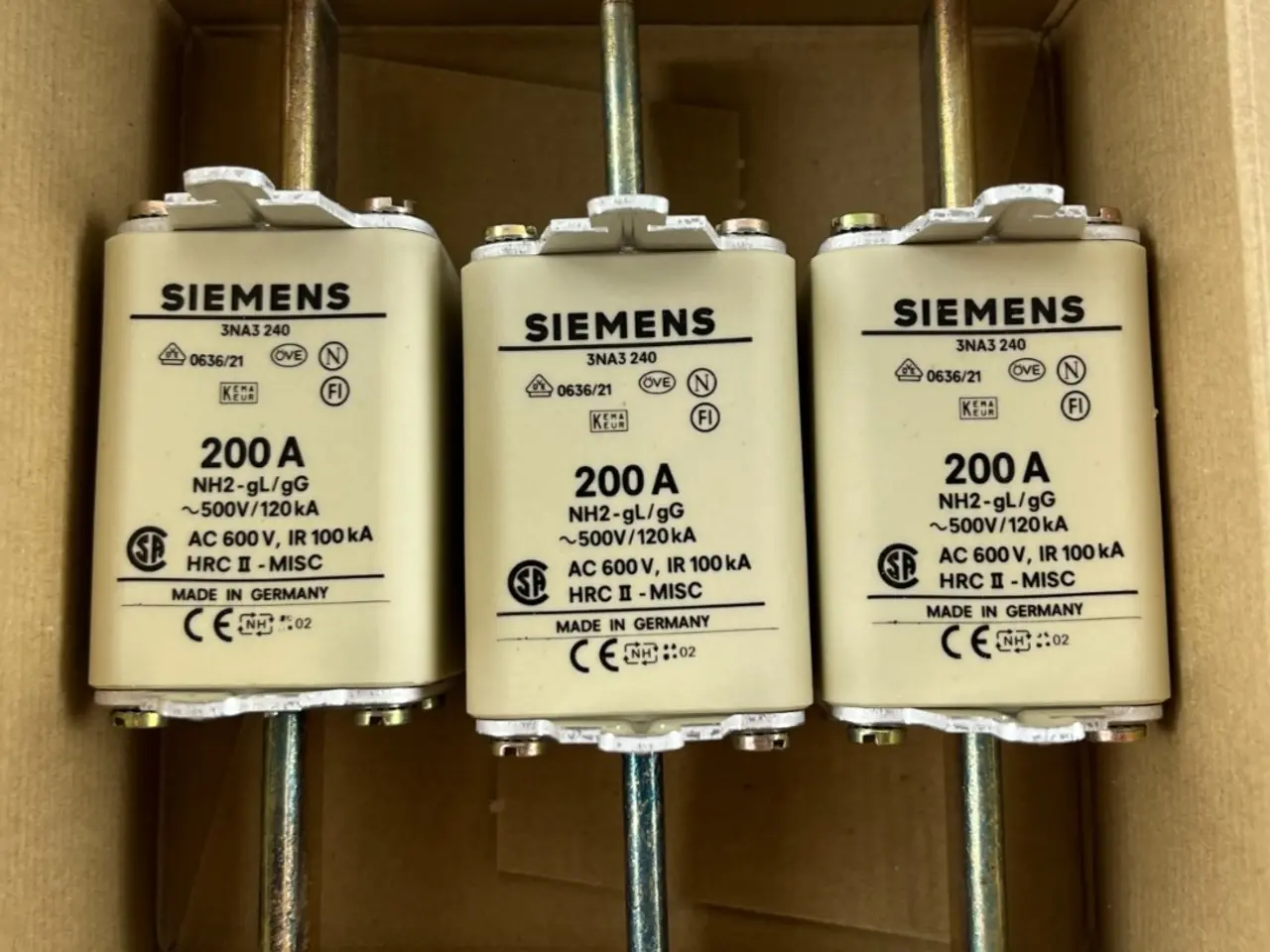 Billede 1 - Siemens 3NA3 240 NH2 200A 500V gG LV HRC sikringer