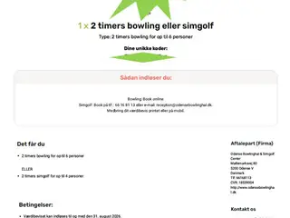 Deal.dk værdibevis 2 timers Bowling el. Simgolf