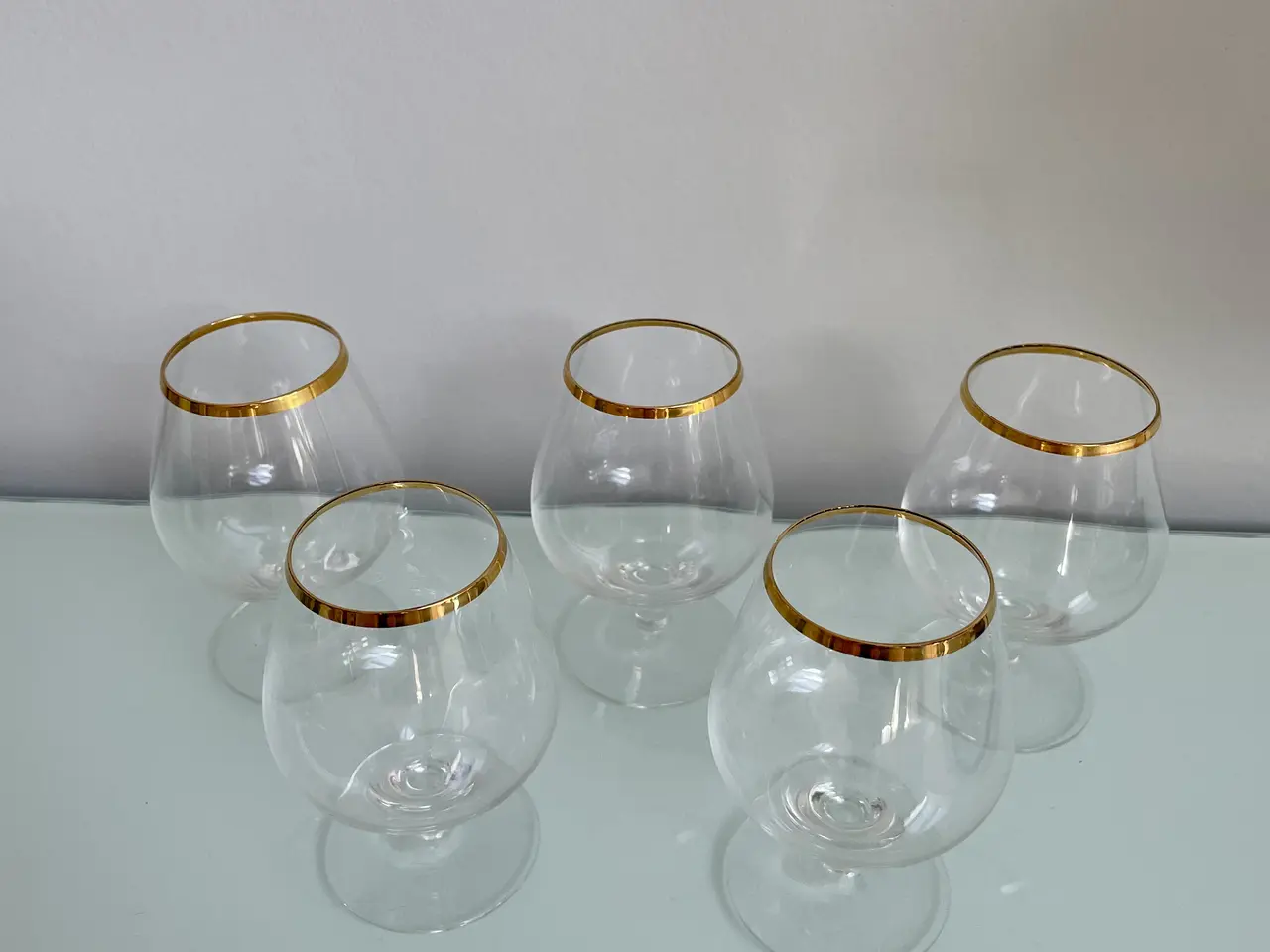 Billede 2 - 5 cognacglas med guldkant