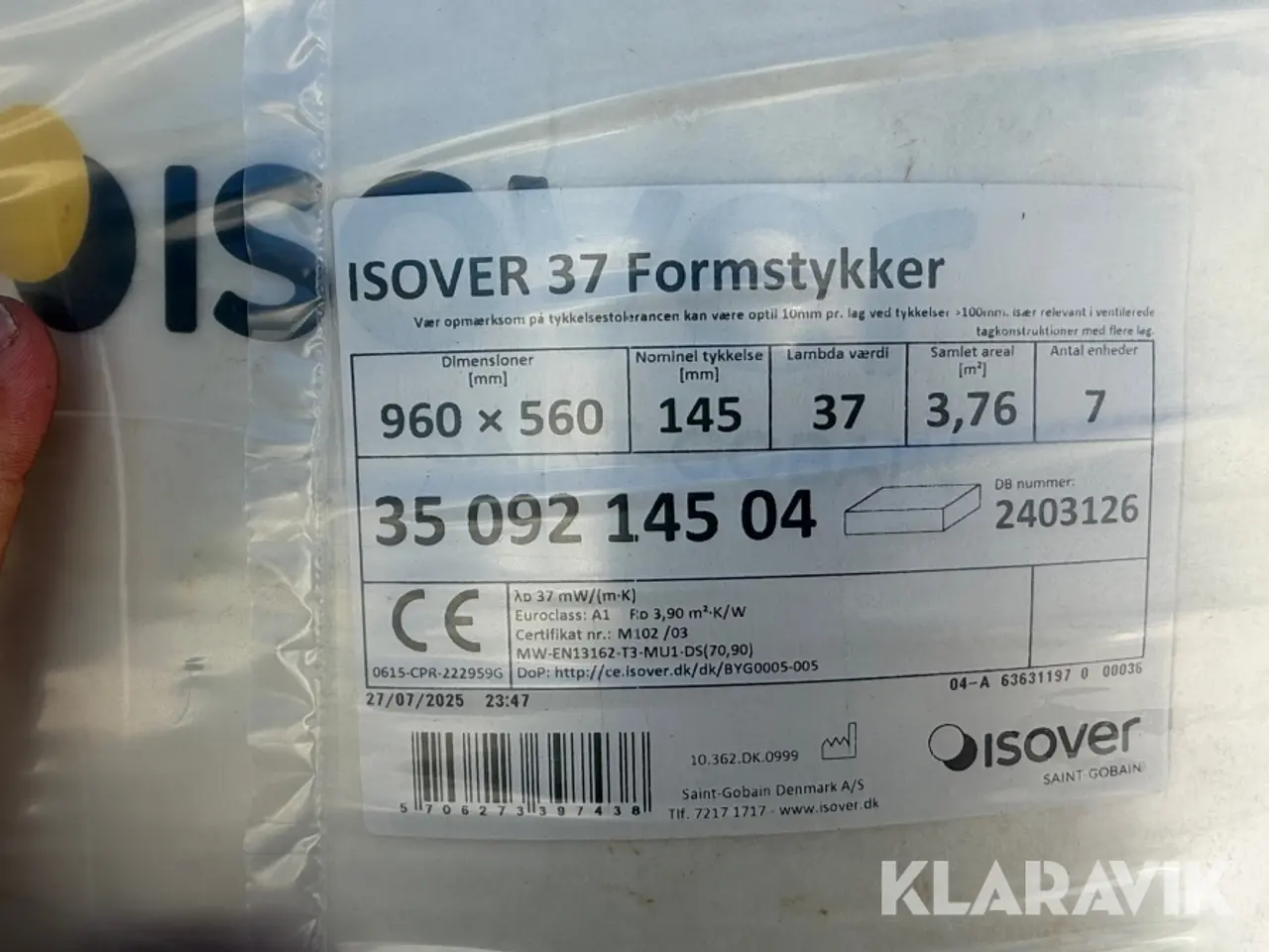 Billede 4 - isoleringsbatts Isover Saint-Gobain 37 Formstykker