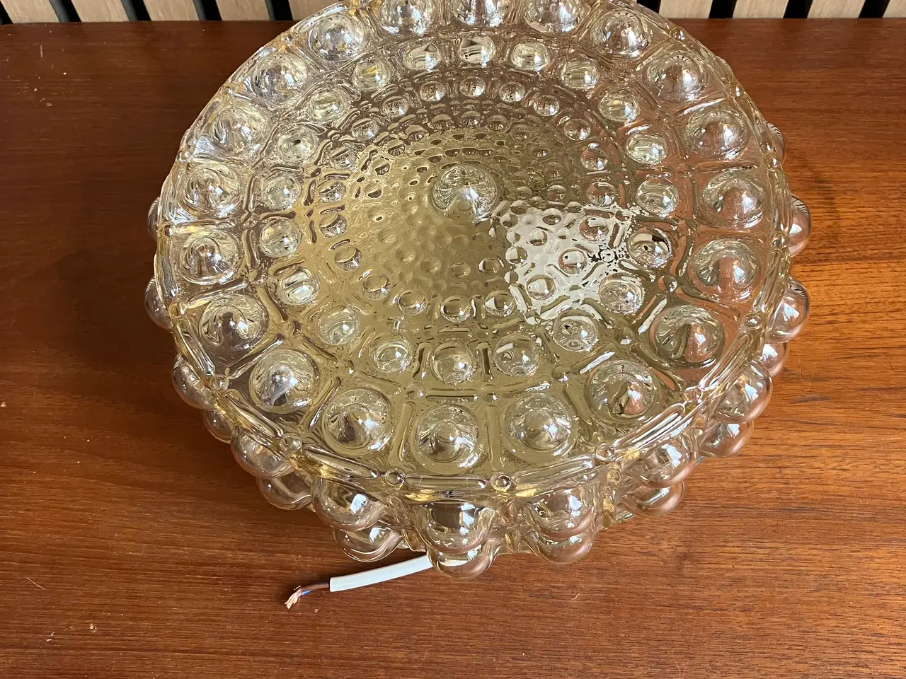 Billede 2 - Vintage plafond i ravfarvet bobleglas