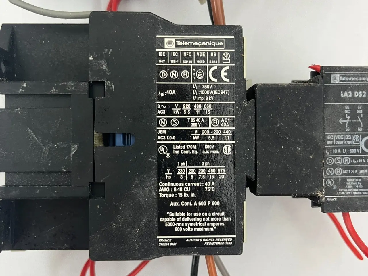 Billede 4 - Telemecanique 40A AC kontaktor + LA2 DS2 Pneumatic