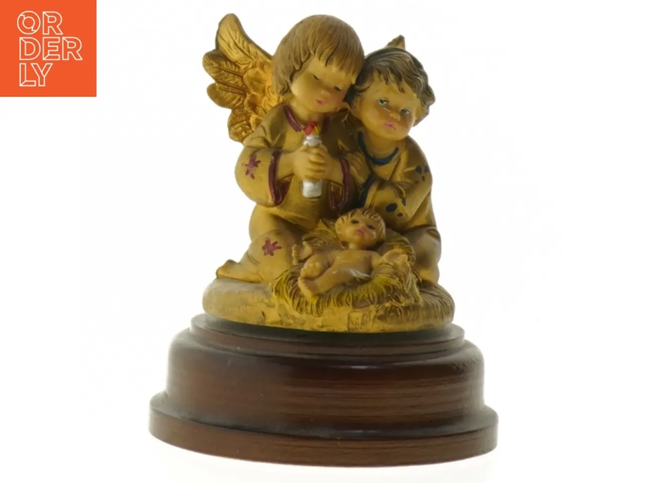 Billede 1 - Engelfigur med krybbescene (str. 14 cm)