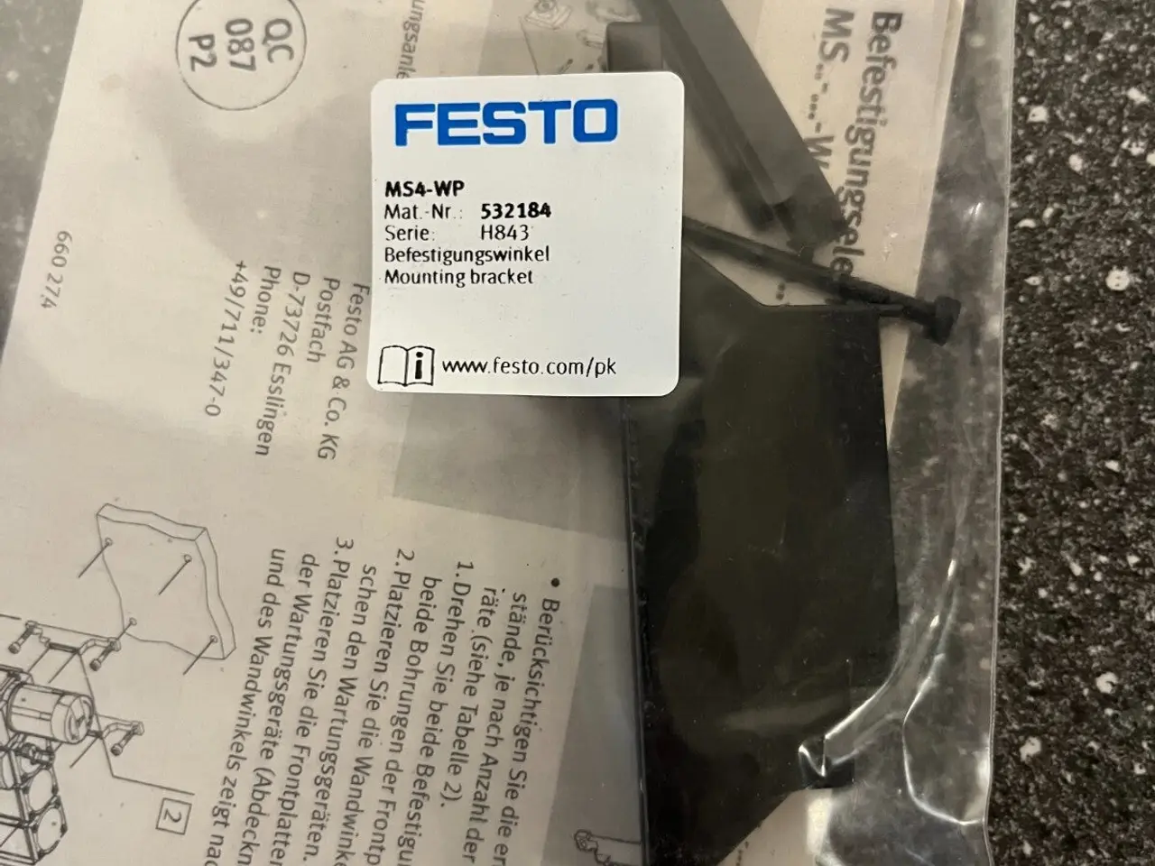 Billede 1 - Festo MS4-WP Mounting Bracket Kit 532184 - ny