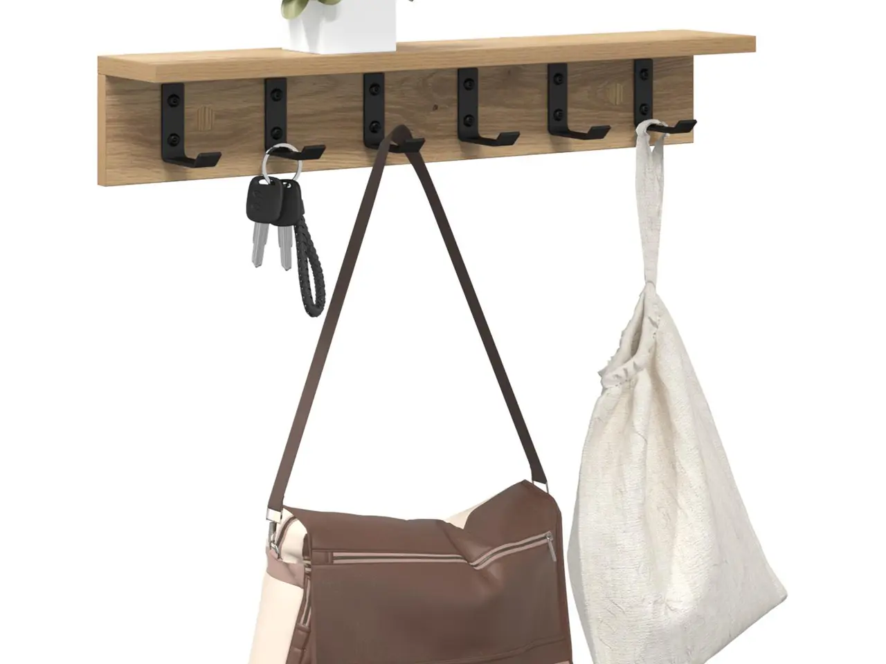 Billede 3 - Knagerække med hylde - Artisan egetræ, 60 x 10,5 x 10,5 cm