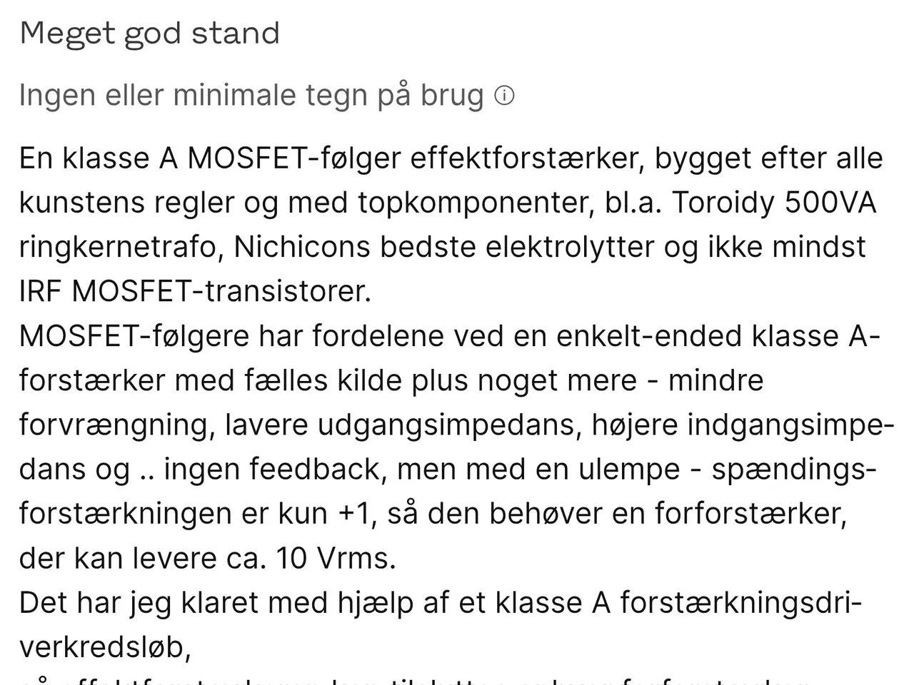 Billede 6 - Mosfet class A effekt forstærker