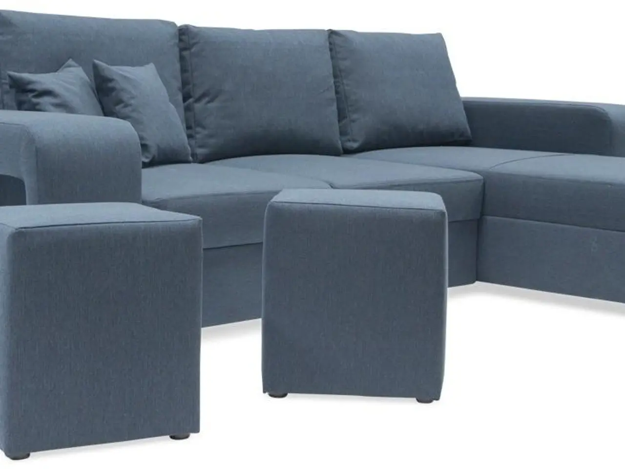 Billede 12 - Vendbar sovesofa Mark med 2 puffer - Blå Inari 80