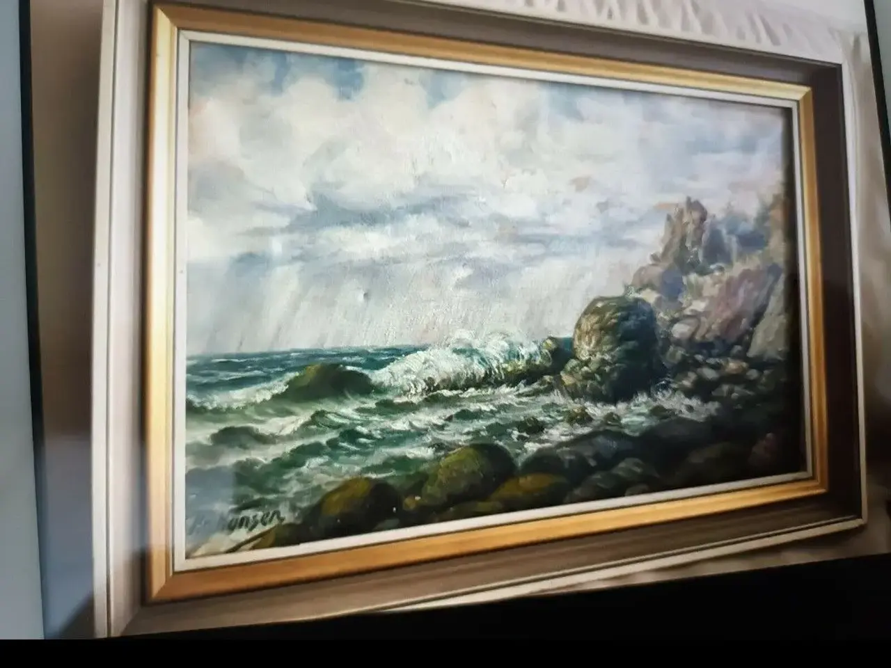 Billede 1 - FLOT Oliemaleri af Chr. Hansen 53x40 cm