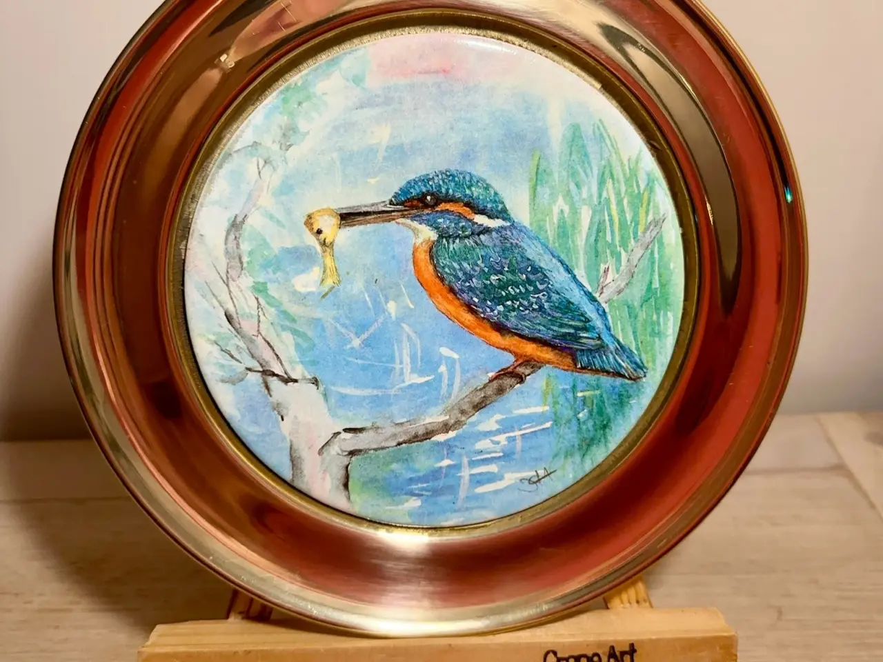 Billede 6 - To vintage platter af keramik og messing