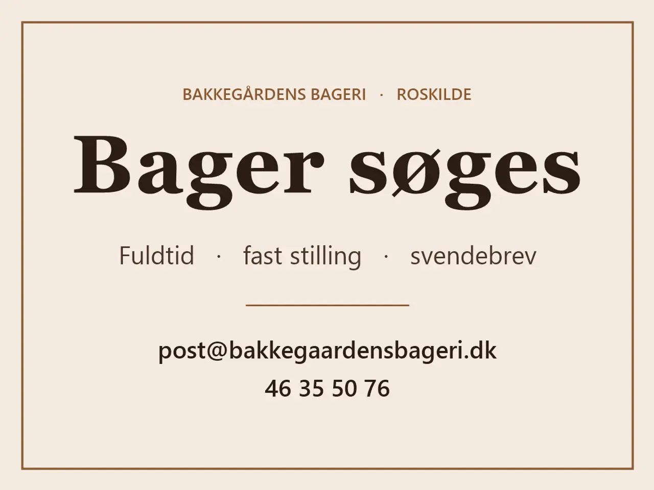 Billede 1 - Bager søges til Bakkegårdens Bageri i Roskilde