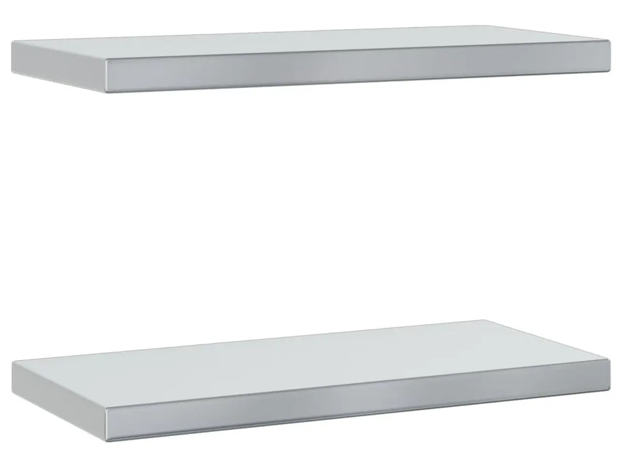Billede 2 - Væghylder i rustfrit stål - 2 stk., 50 x 23,5 cm, sølvfarvet