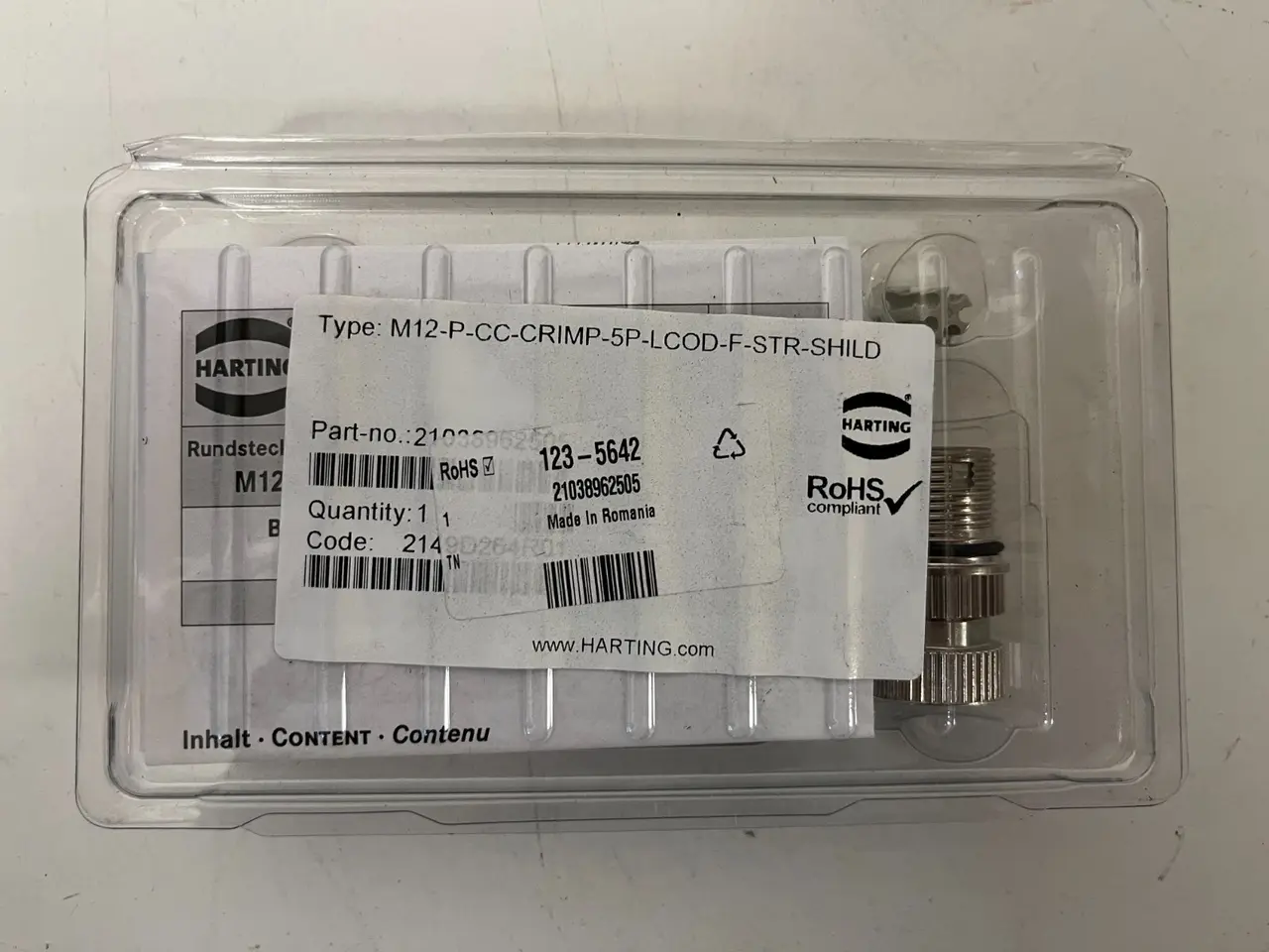 Billede 4 - 9x HARTING M12 Connectors 21035642 5-Pin Shielded