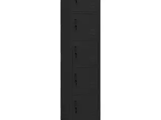 Skab i stål med 5 låger - 38 × 40 × 180 cm, sort