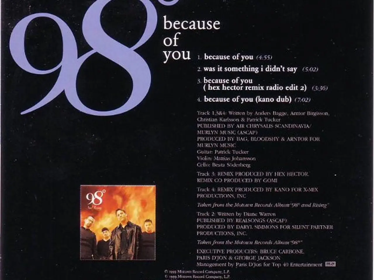Billede 2 - 98°* – Because Of You – CD