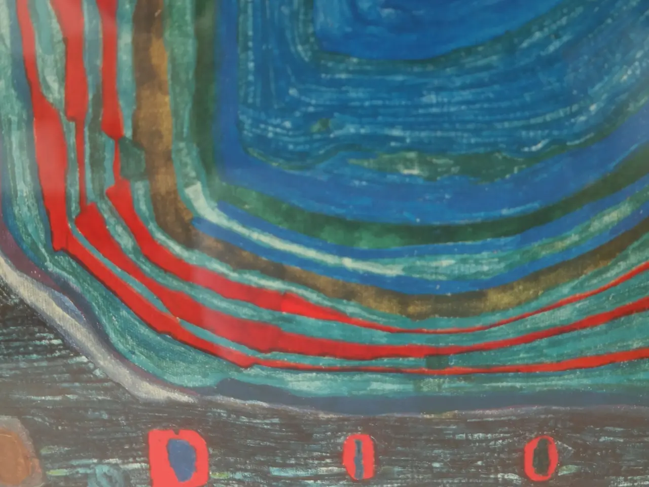 Billede 2 - Hundertwasser i glas og teakramme