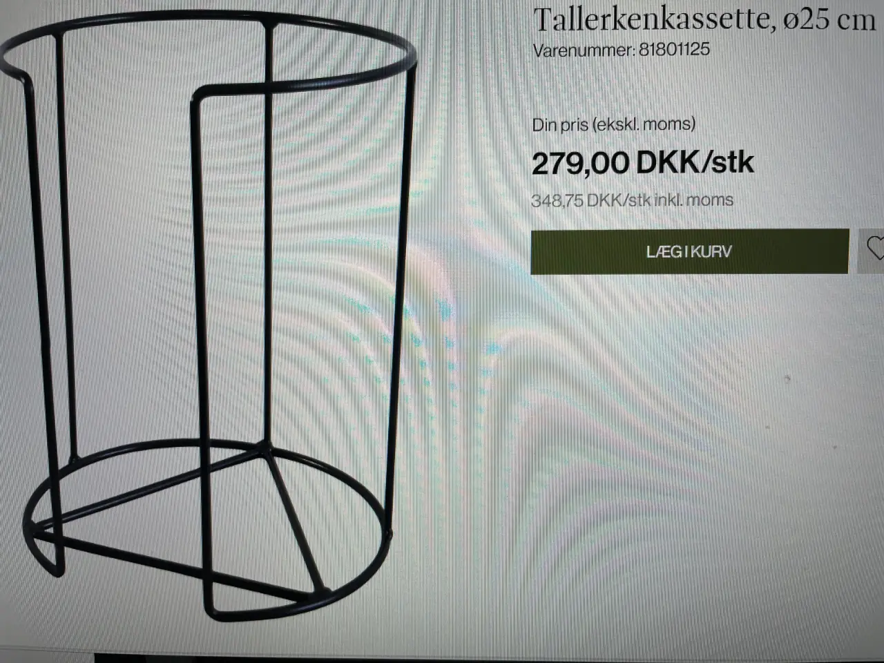 Billede 1 - Tallerkenkassette/stativ ø25cm. Har 4 stk.