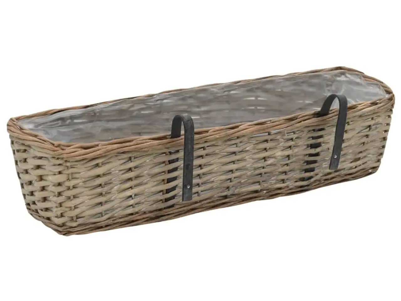 Billede 4 - Plantekasse til altan - 2 stk. kurveflet med PE-foring, 60 cm