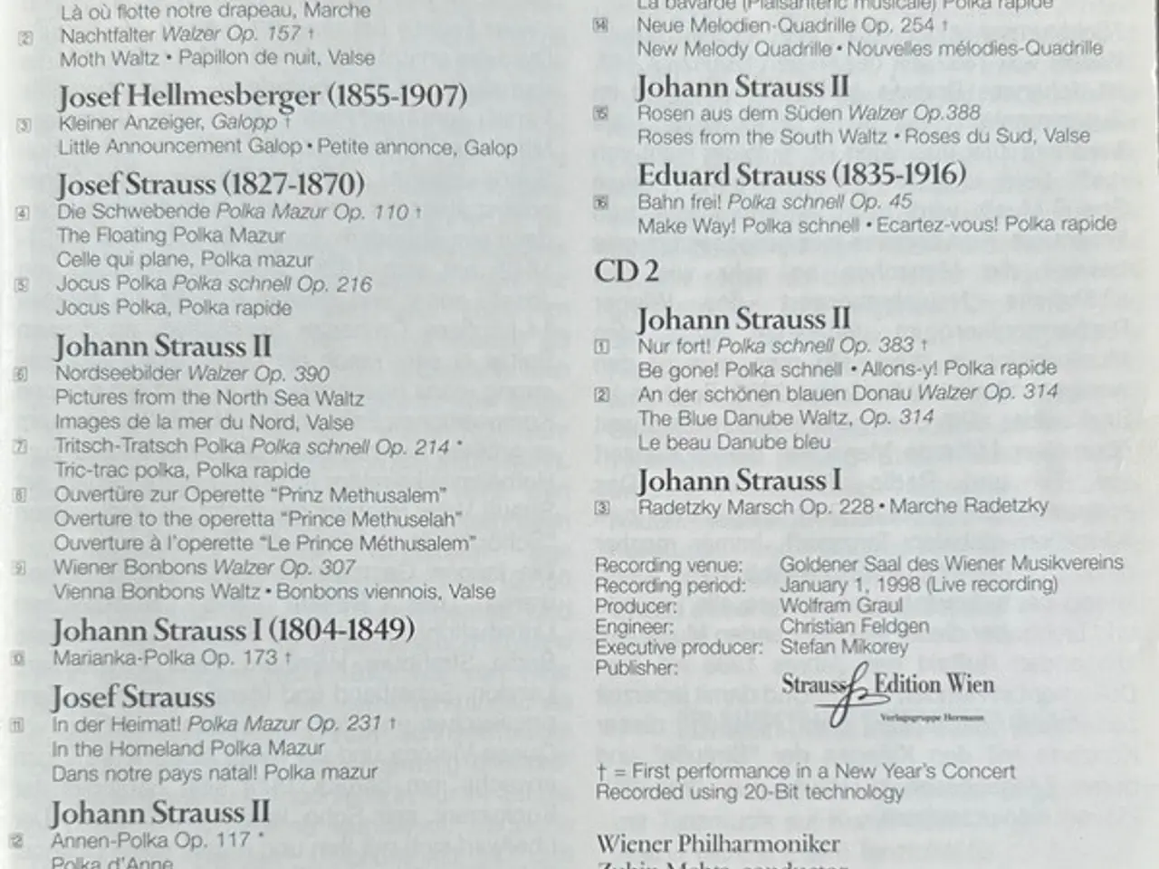 Billede 3 - Zubin Mehta – Neujahrskonzert 1998 = New… – 2CD