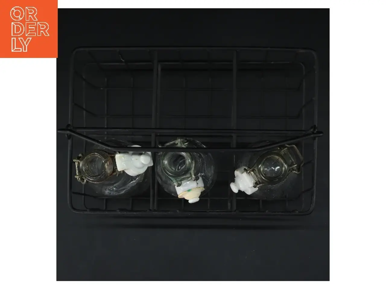Billede 2 - Glasflasker med metalstativ (str. 24x16 cm)