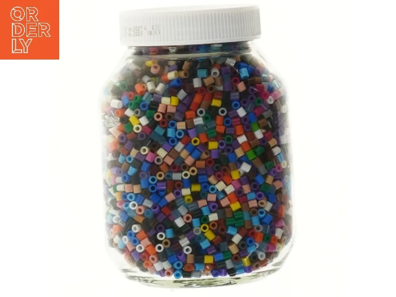 Billede 1 - HAMA Perler i krukke (stort nutellaglas)