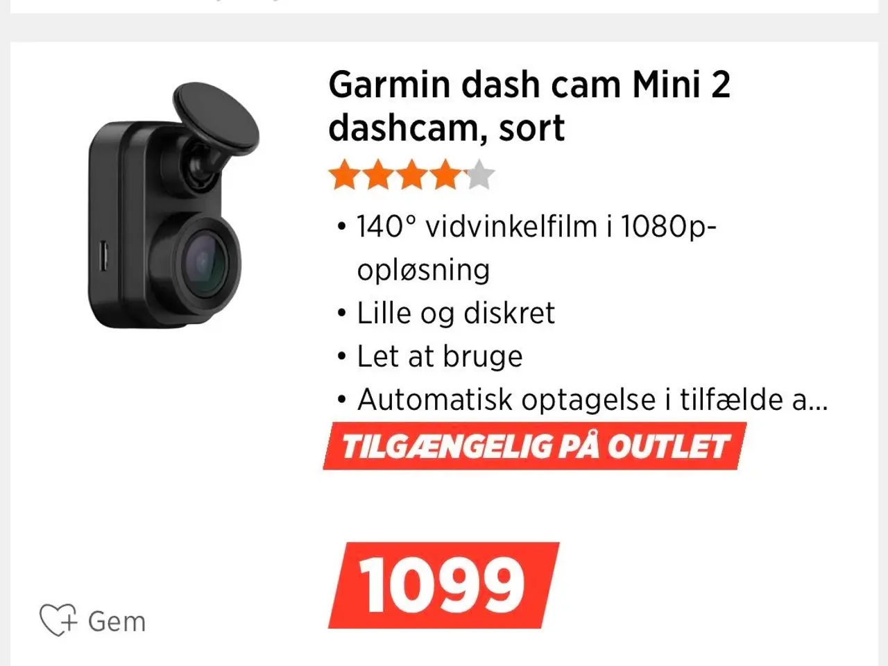Billede 2 - Garmin dash cam Mini 2 dashcam, sort