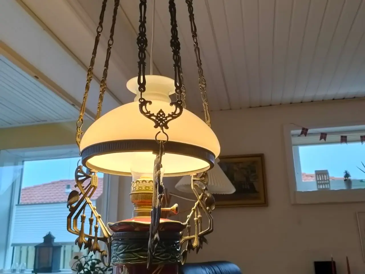 Billede 3 - Majolica Petroleums loftslampe