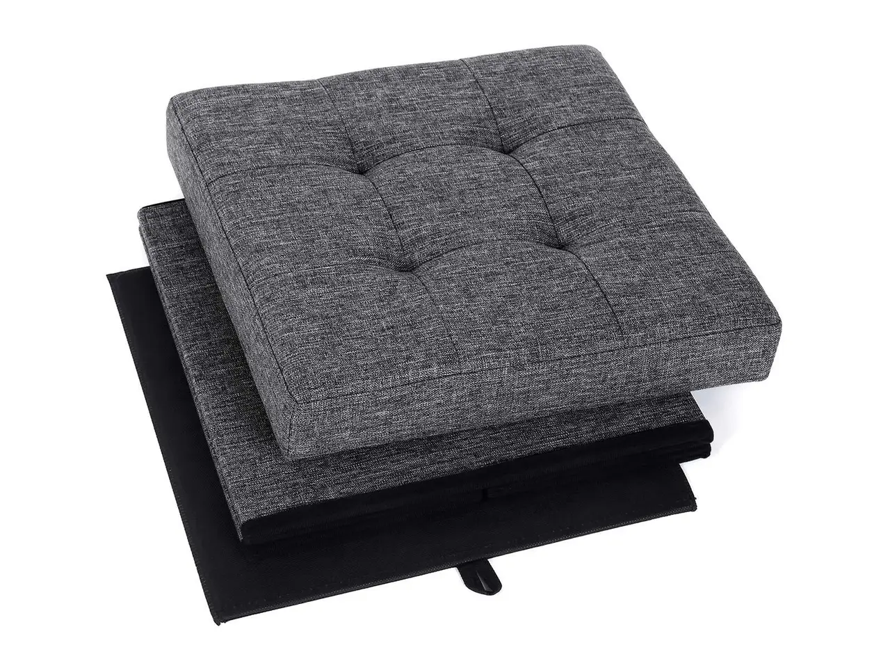 Billede 5 - Opbevaringspuf med låg 38 × 38 × 38 cm, mørkegrå tekstil
