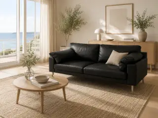 Søren Lund SL329 3 Pers.Sofa i sort semianilin .