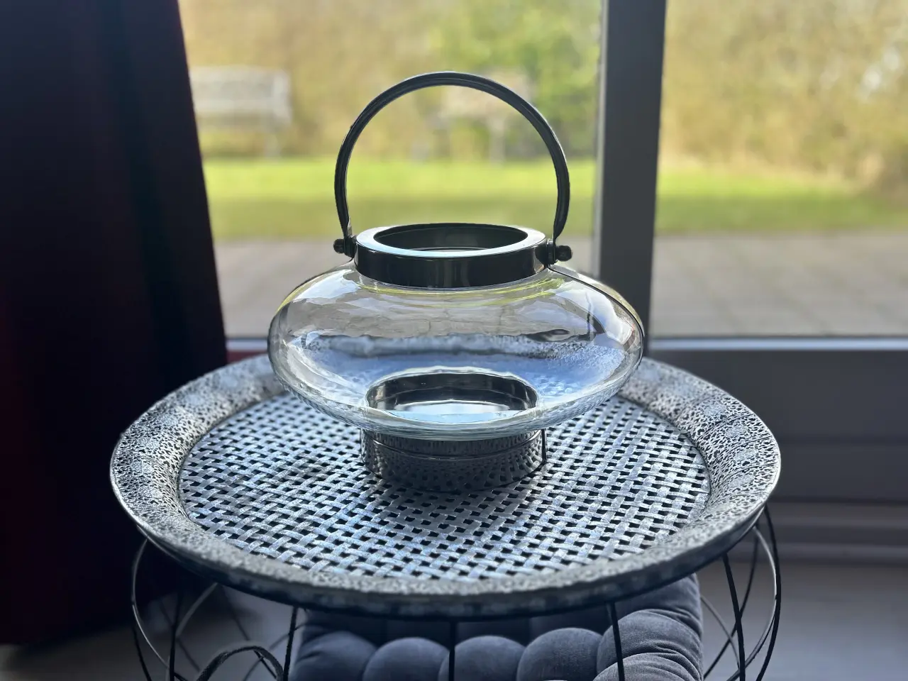 Billede 1 - Oval glaslanterne i okay stand