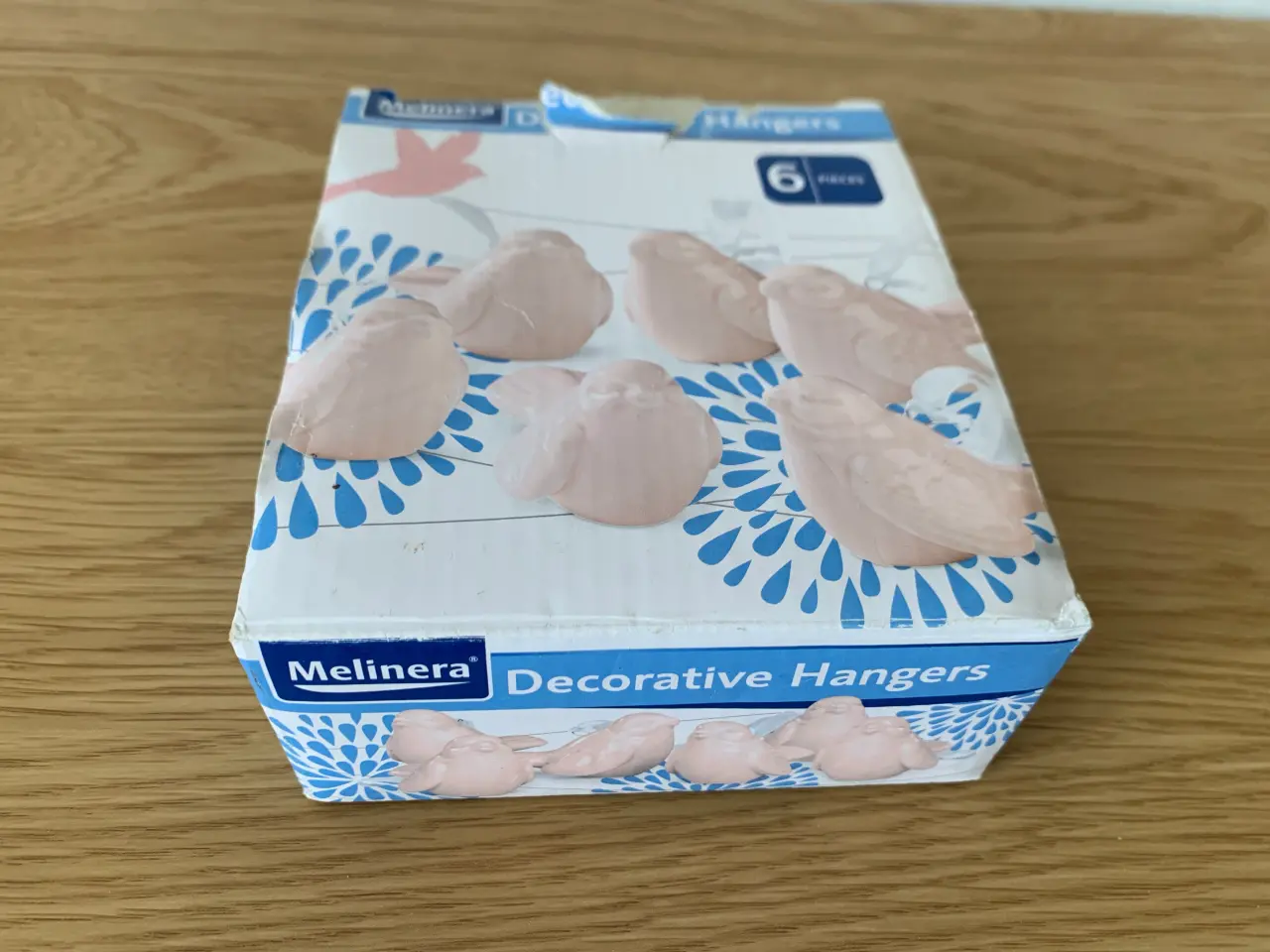 Billede 1 - 6 stk. lyserøde porcelænsfugle med hvide silkebånd