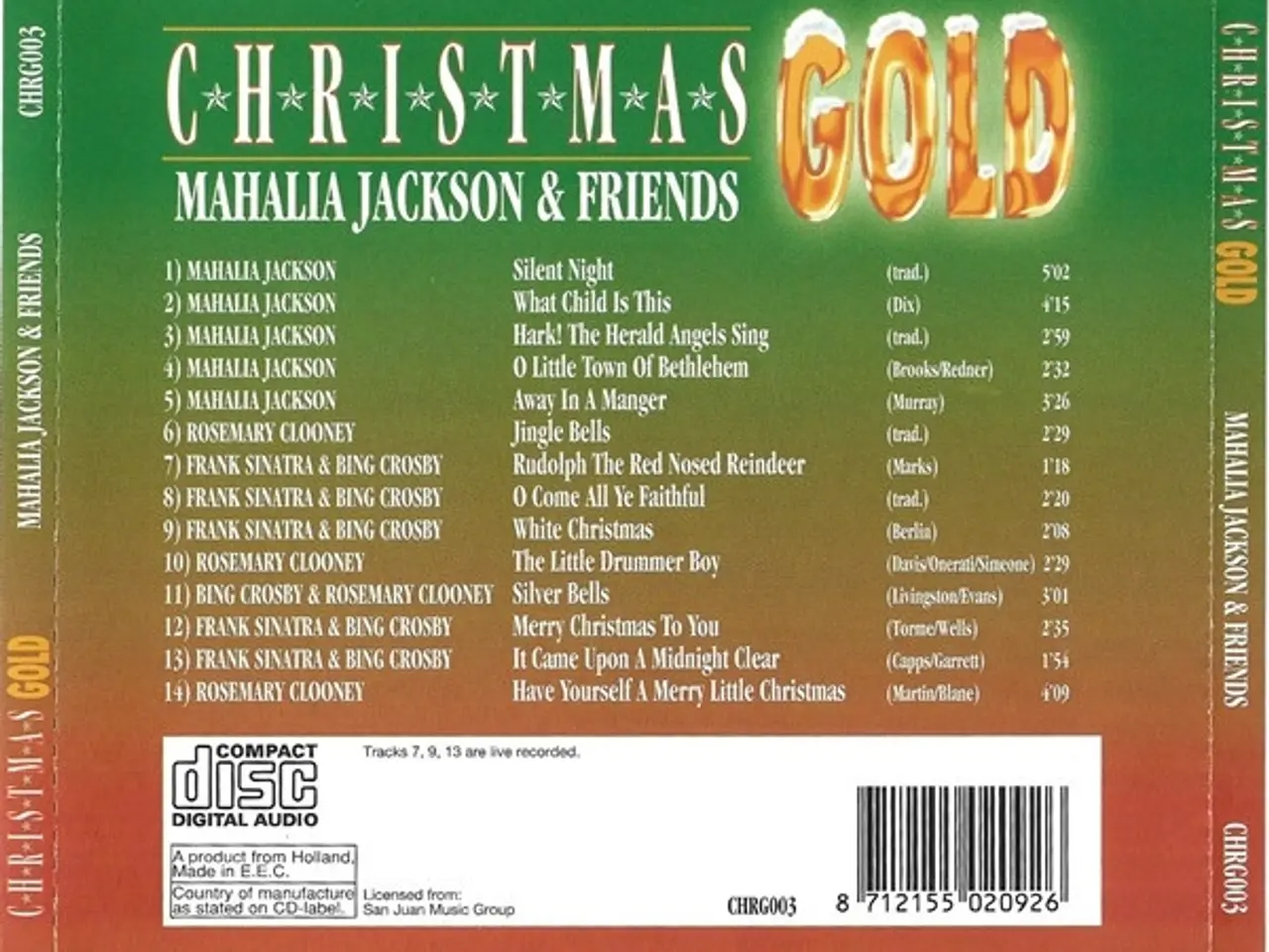 Billede 3 - Diverse kunstnere – Christmas Gold (Mahalia… – CD