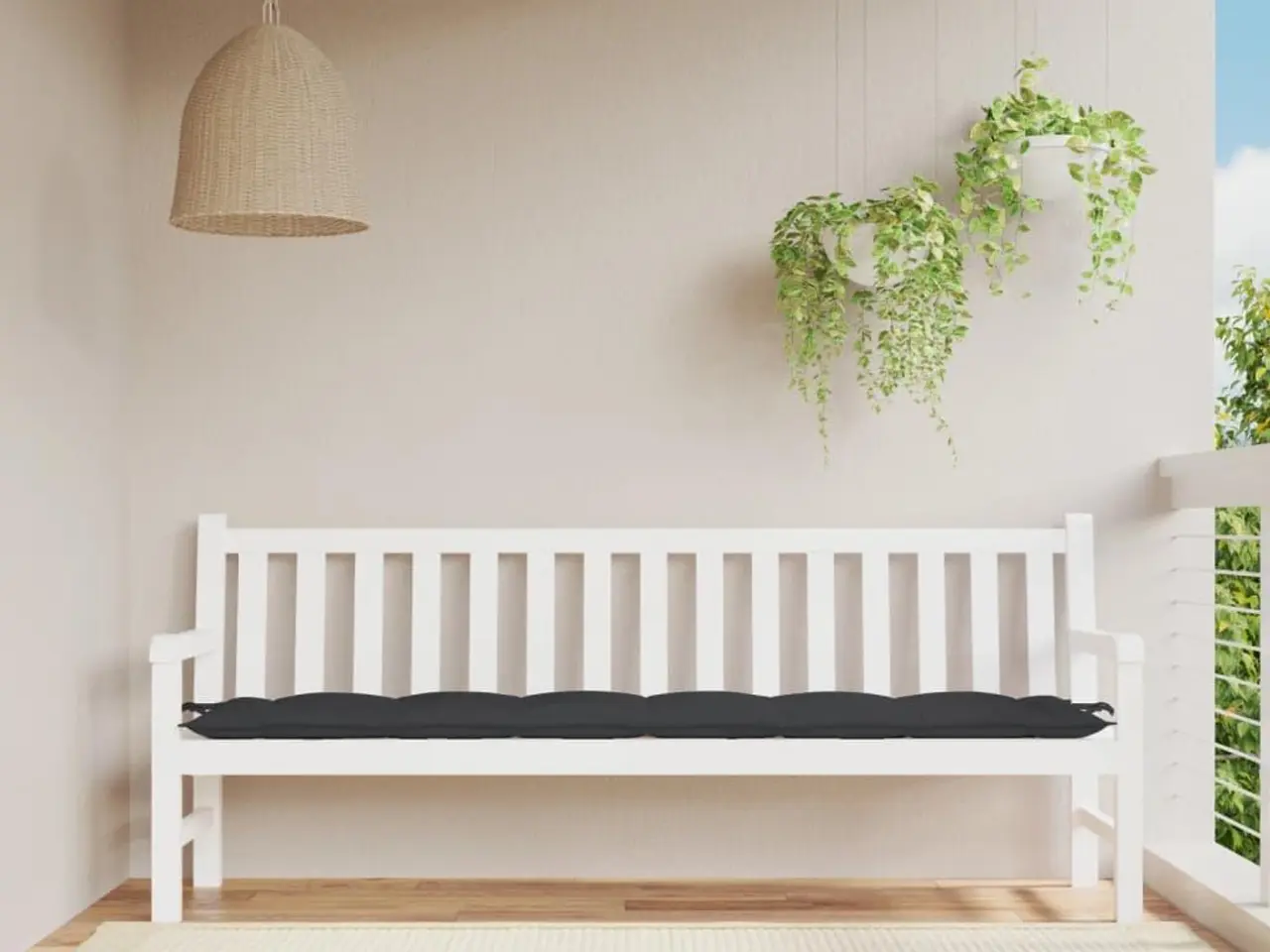 Billede 1 - Hynde til havebænk 200x50x7 cm oxfordstof sort