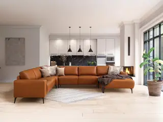 Hjort Knudsen Copenhagen læder hjørnesofa med chaiselong Højrevendt