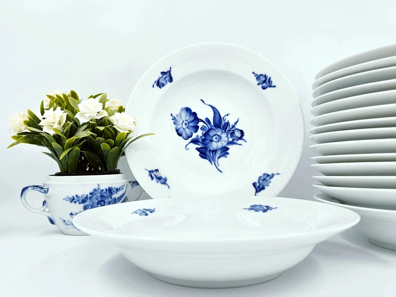 Billede 4 - Blå Blomst Flettet lille dyb tallerken Porcelæn 