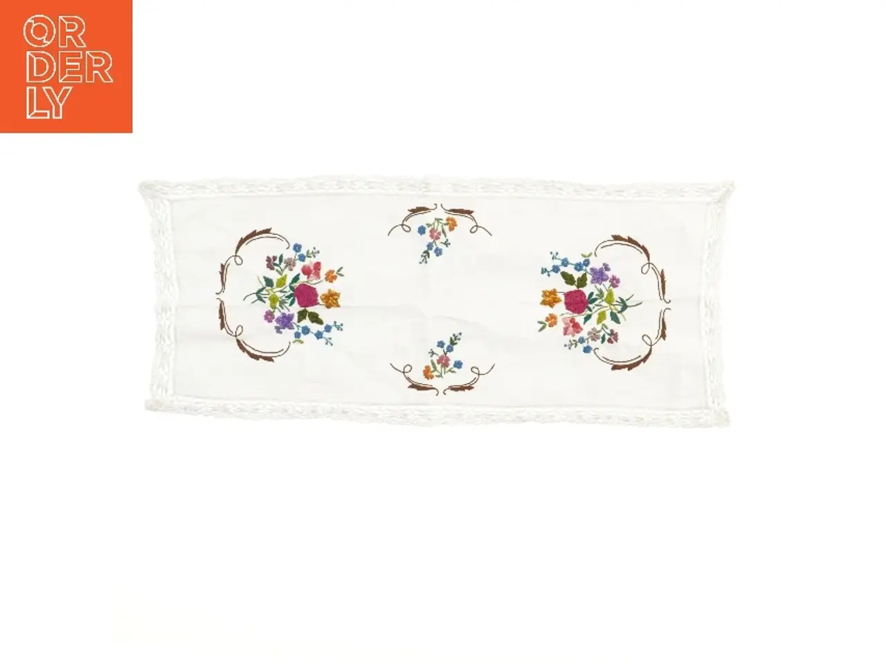 Billede 2 - Broderet bordløber med blomster (str. 75x32 cm)