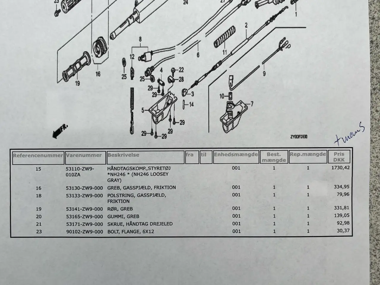 Billede 5 - Styrehåndtag til Honda BF8-20