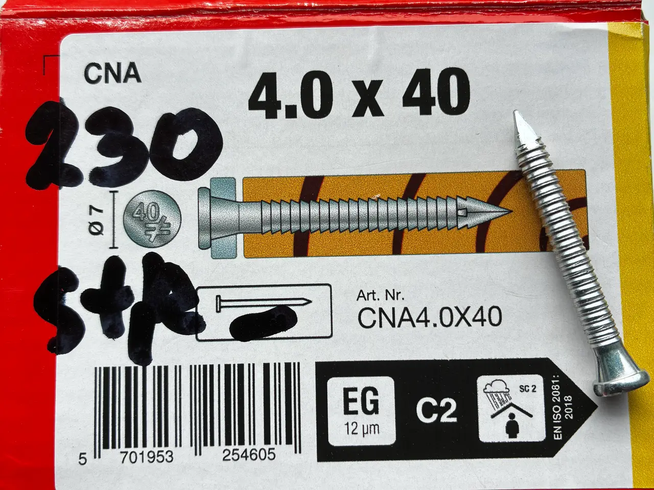 Billede 2 - Kamsøm CNA4,0x40 mm og beslagskrue CSA5,0x50 mm