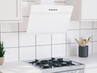 Væghængt emhætte 60 cm stål og hærdet glas hvid