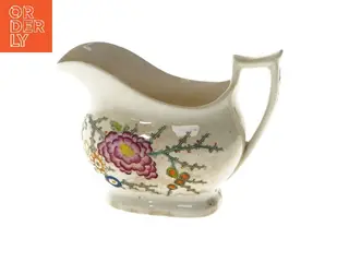 Porcelænsflødekande med blomstermotiv (str. 14,5x10 cm)